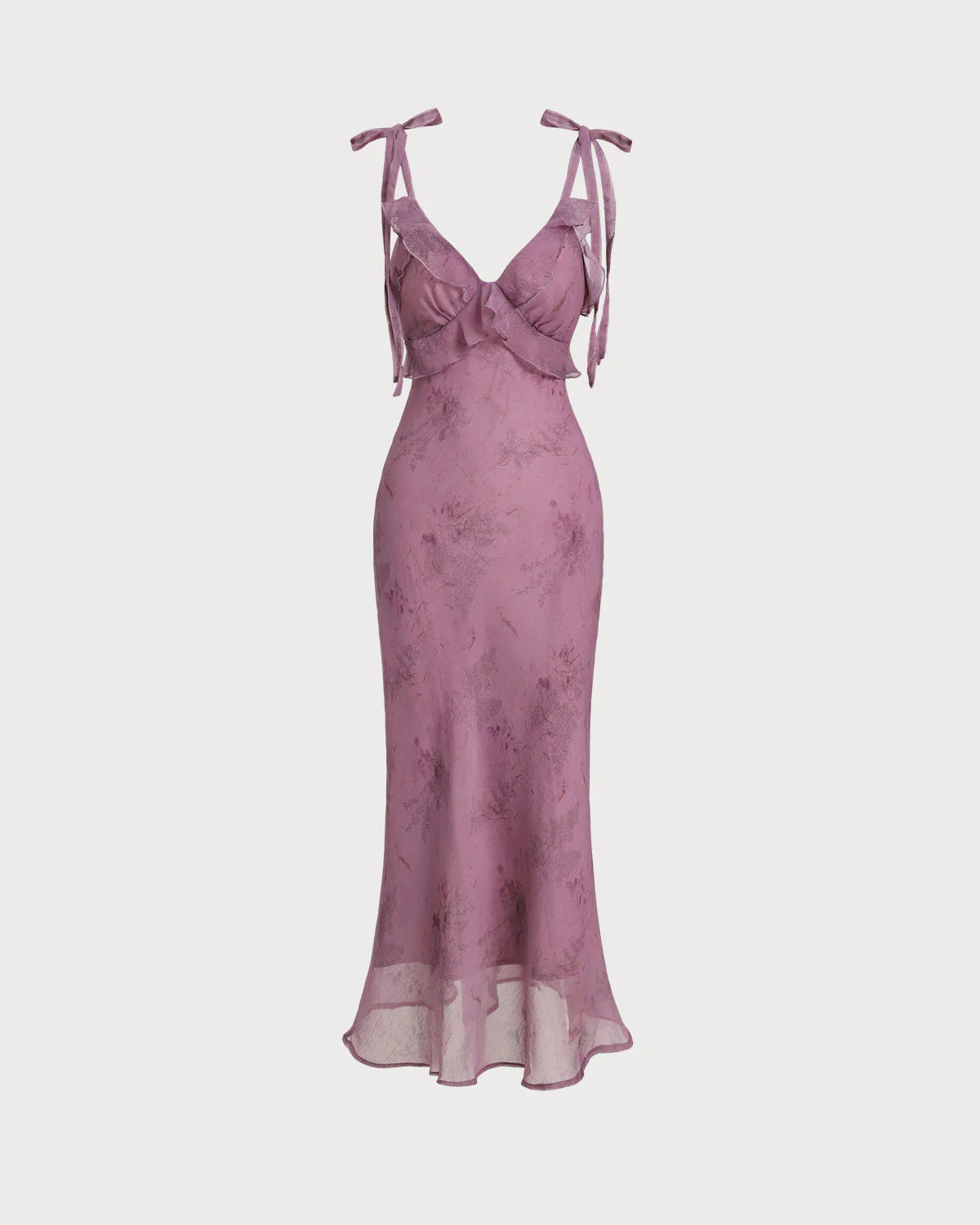 Vestido midi con tirantes florales morados