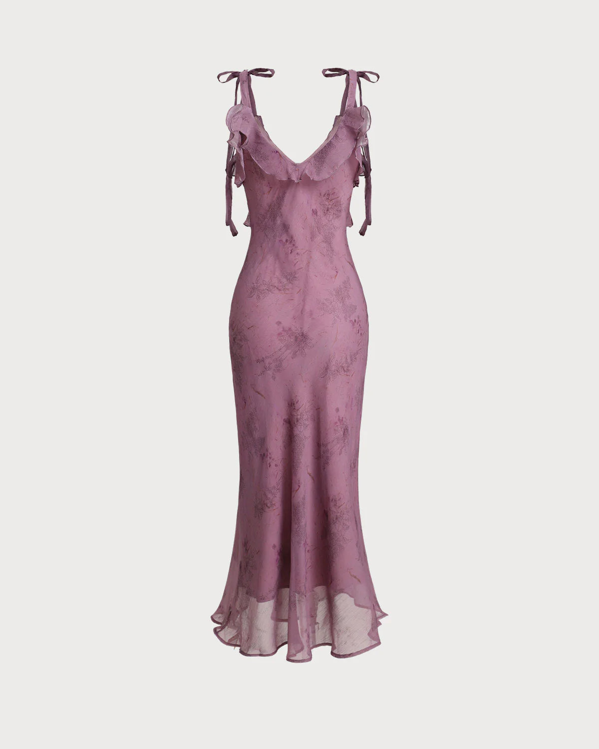 Vestido midi con tirantes florales morados