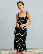 Vestido midi de punto con dobladillo de sirena Black Wave