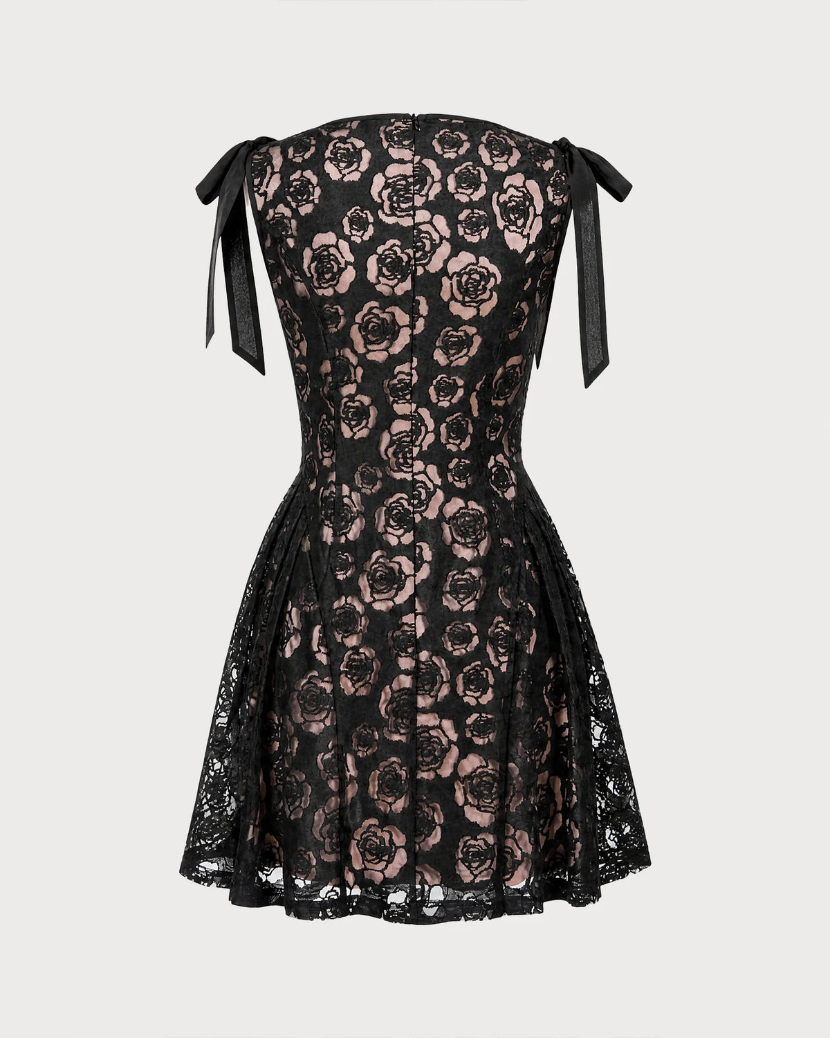 Mini vestido jacquard con cuello barco negro