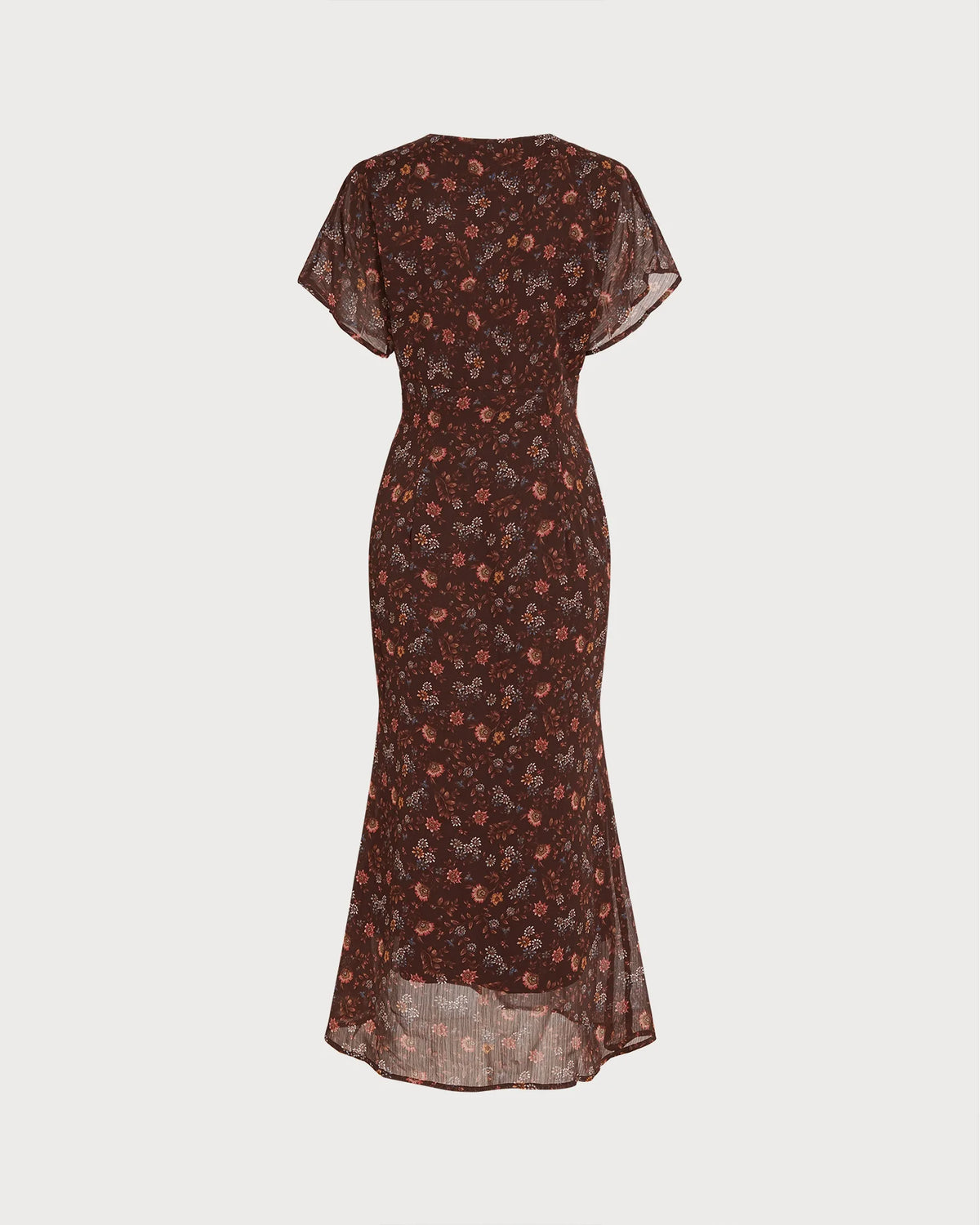 Vestido largo con hombros descubiertos y gasa con estampado floral