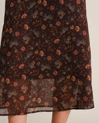 Vestido largo con hombros descubiertos y gasa con estampado floral